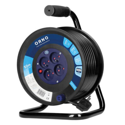 Przedłużacz bębnowy 4 gniazda | 50 m | 3×1.5 | czarny | HO5VV-F | Orno | OR-AE-13301