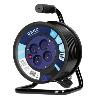 Przedłużacz bębnowy 4 gniazda | 25 m | 3×1.5 | czarny | HO5VV-F | Orno | OR-AE-13300