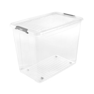 POJEMNIK CLIPBOX LEO 74 L Z KÓŁKAMI TRANSPARENTNY KEEEPER