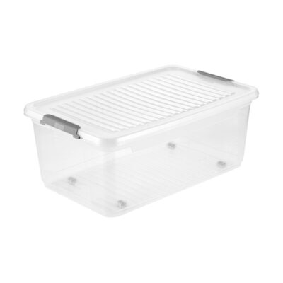 POJEMNIK CLIPBOX LEO 37 L Z KÓŁKAMI TRANSPARENTNY KEEEPER